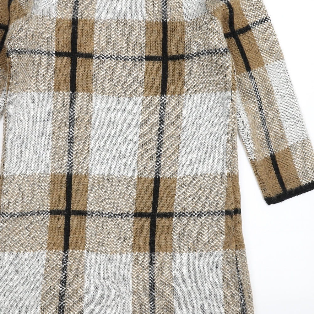 Papaya Womens Brown Plaid  Bodycon  Size S