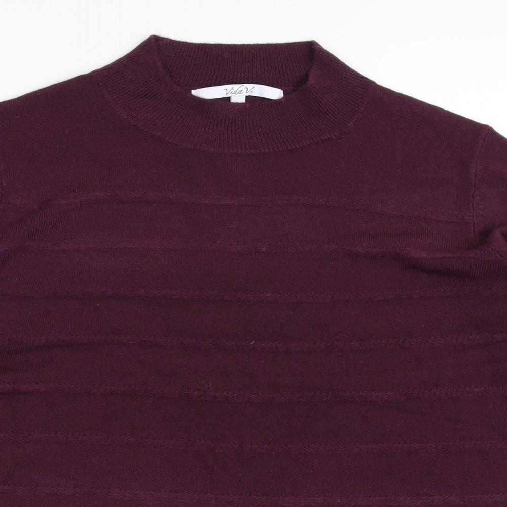 Vida Vi Womens Purple   Henley Jumper Size S