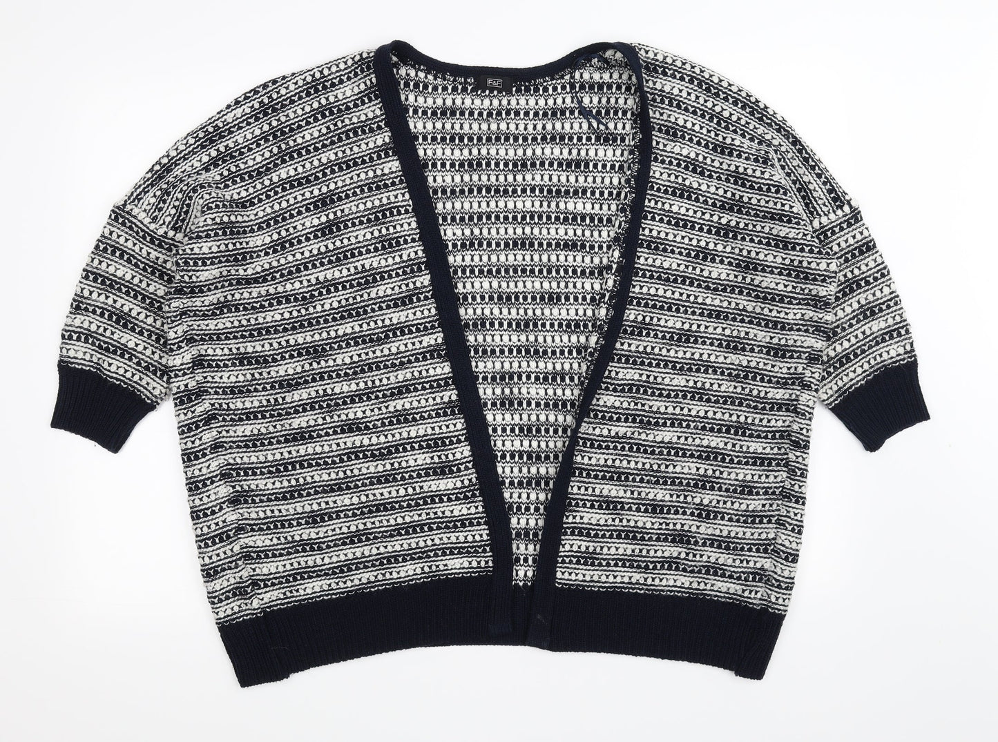 F&F Womens Blue Striped  Cardigan Jumper Size 8