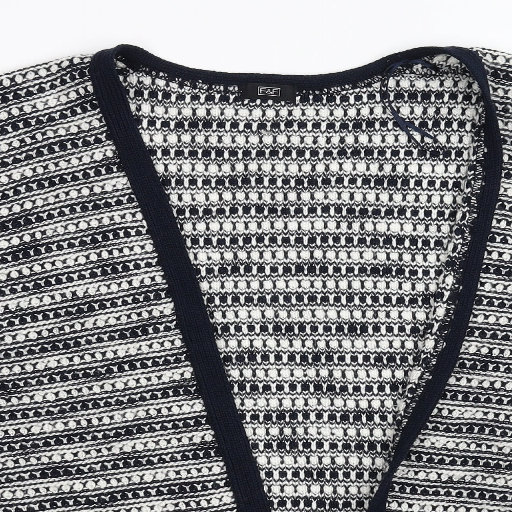F&F Womens Blue Striped  Cardigan Jumper Size 8