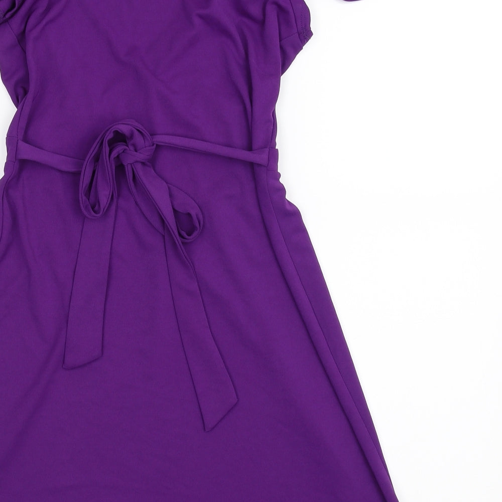 Dorothy Perkins Womens Purple   Fit & Flare  Size 8  - tie on back