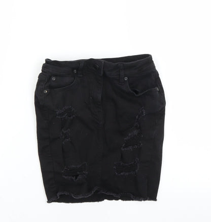 New Look Womens Black   Mini Skirt Size 8  - DISTRESSED