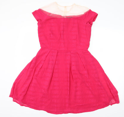 LITTLE MISTRESS Womens Pink Geometric  Fit & Flare  Size 12