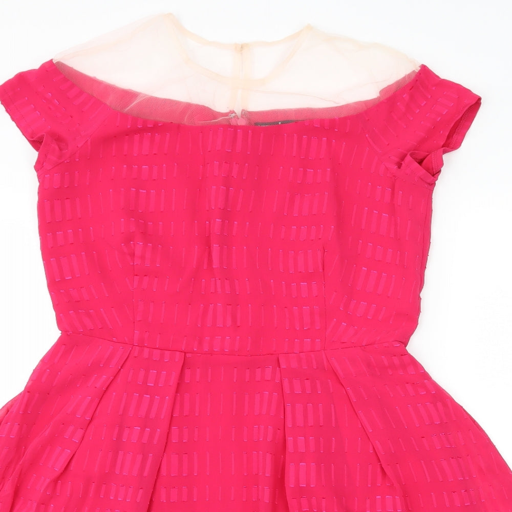 LITTLE MISTRESS Womens Pink Geometric  Fit & Flare  Size 12