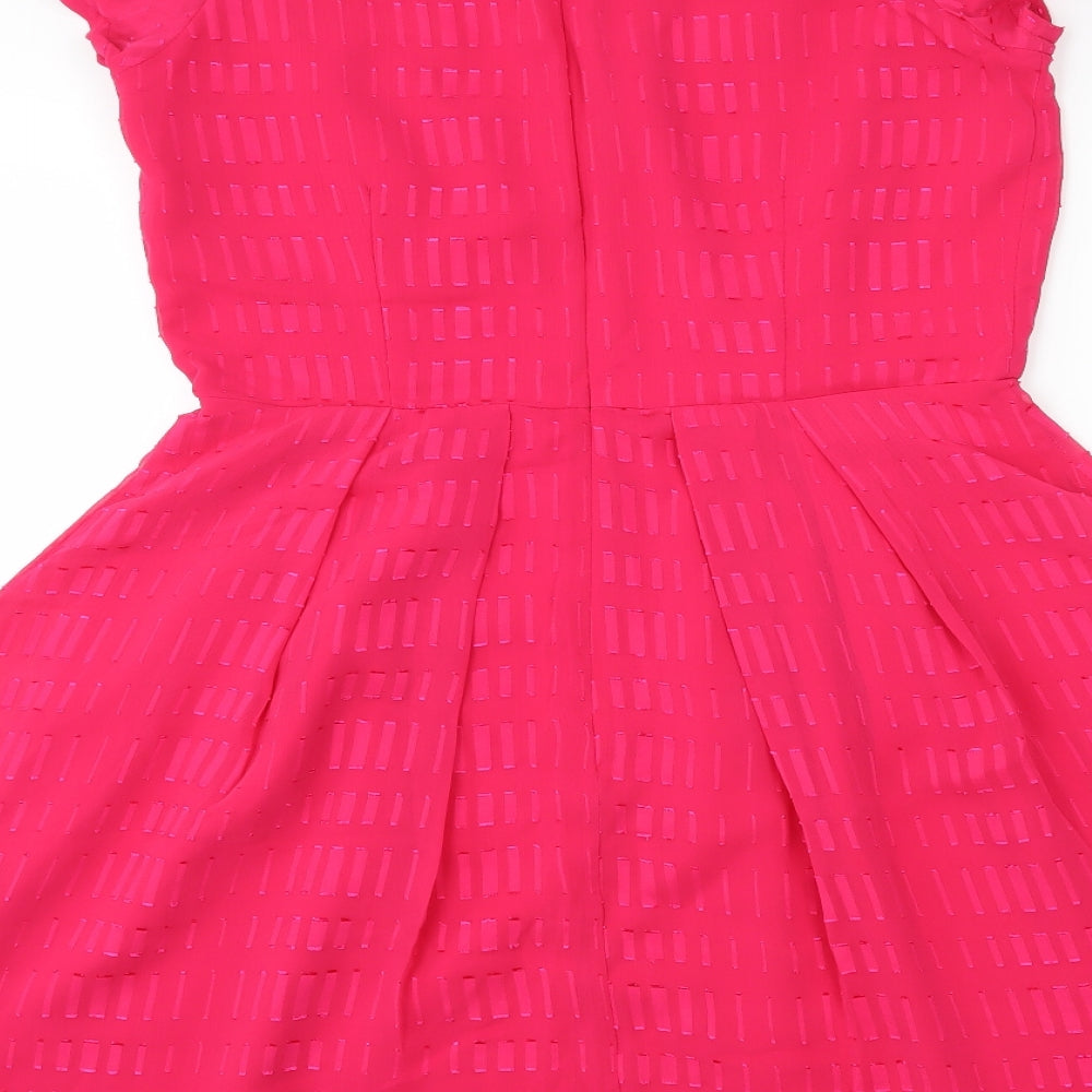 LITTLE MISTRESS Womens Pink Geometric  Fit & Flare  Size 12