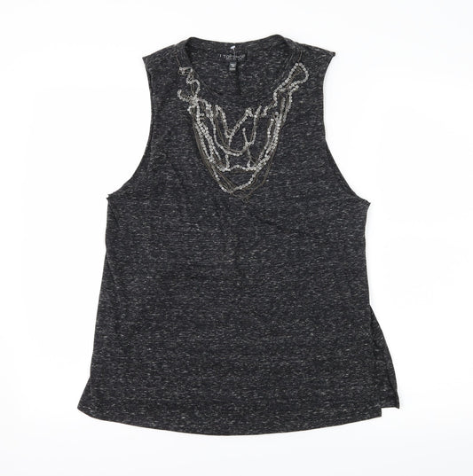 Womens UK Size 10 Topshop Grey Basic T-Shirt