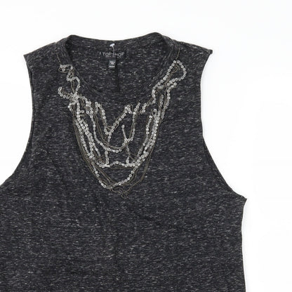 Womens UK Size 10 Topshop Grey Basic T-Shirt