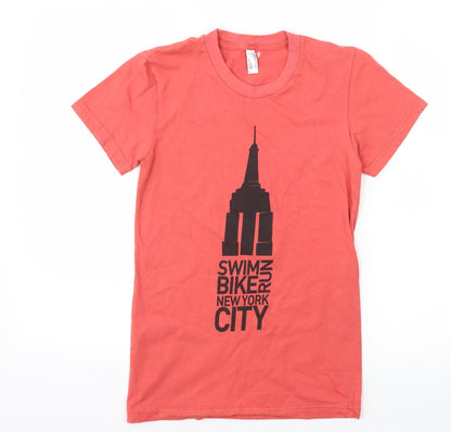 Womens UK Size S American Apparel Red Basic T-Shirt