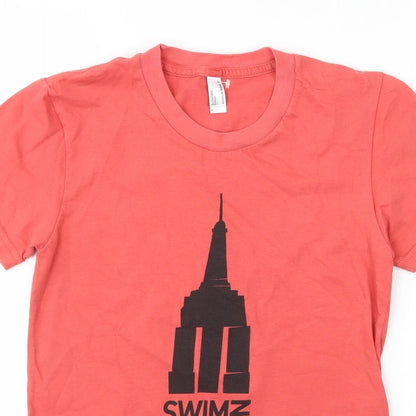 Womens UK Size S American Apparel Red Basic T-Shirt