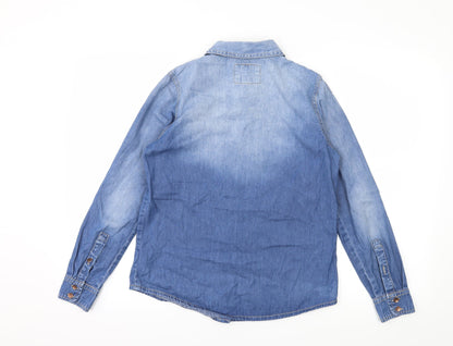 FOREVER 21 Womens Blue  Denim Basic Button-Up Size S