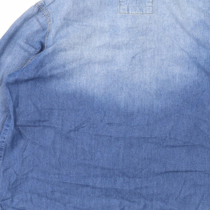 FOREVER 21 Womens Blue  Denim Basic Button-Up Size S