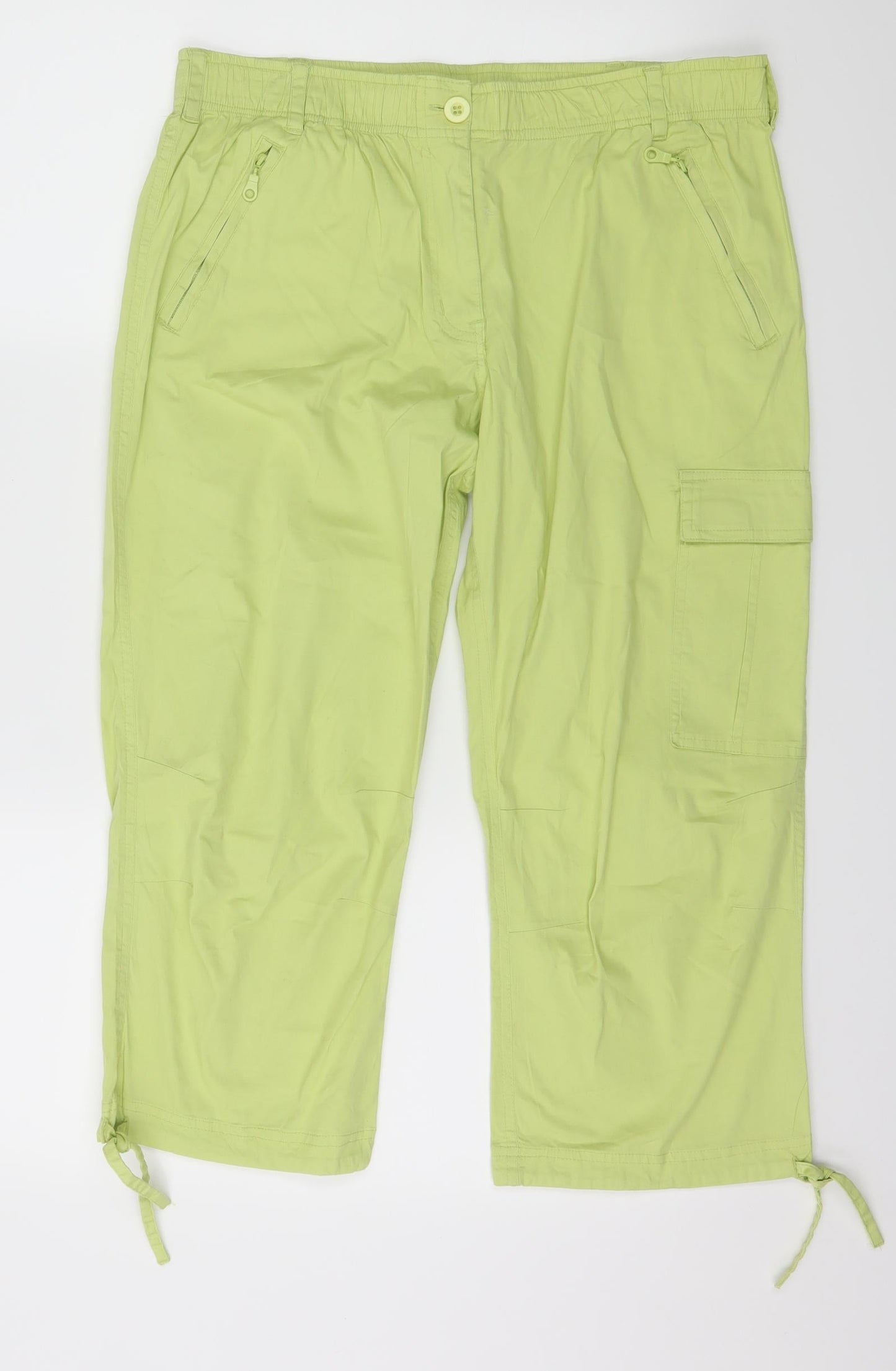 Kuala Womens Green Floral  Cropped Trousers Size 2XL L21 in