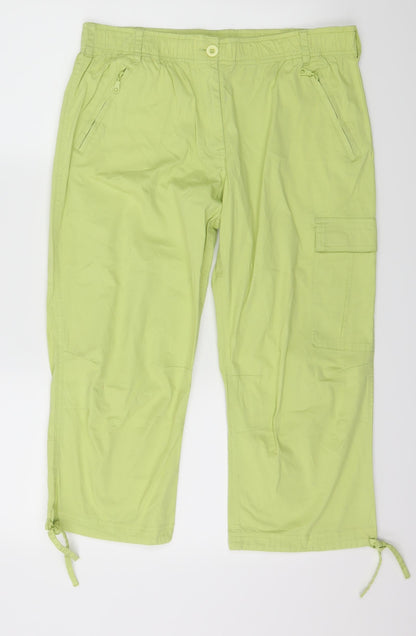 Kuala Womens Green Floral  Cropped Trousers Size 2XL L21 in
