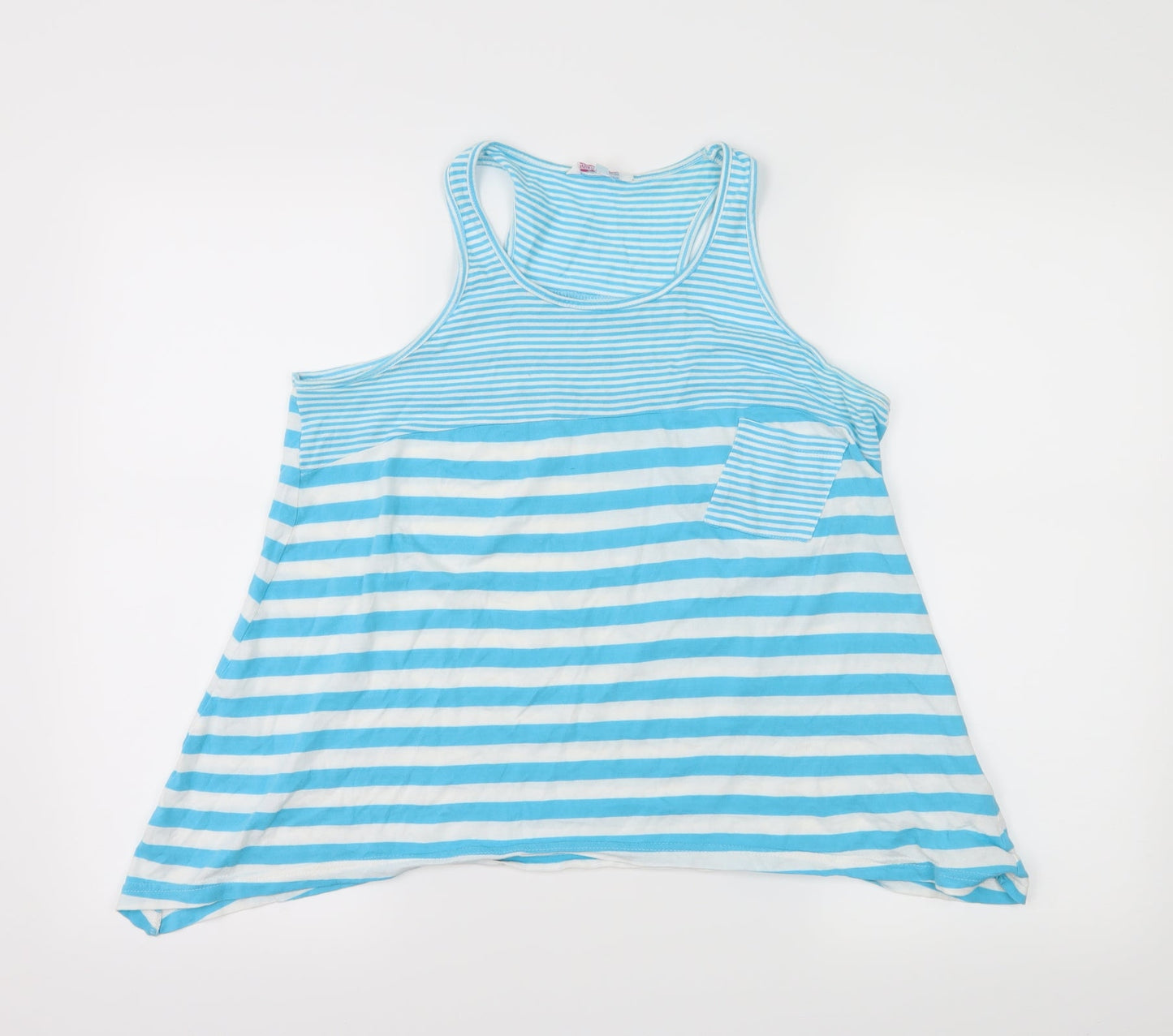 Miss Evie Girls Blue Striped Jersey Basic Tank Size 10-11 Years