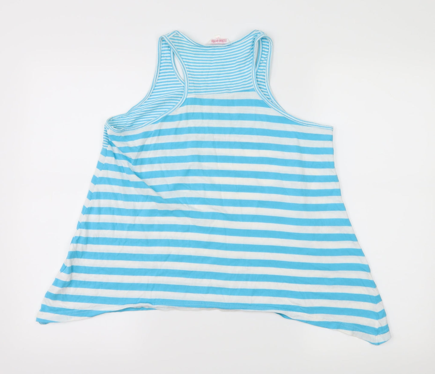 Miss Evie Girls Blue Striped Jersey Basic Tank Size 10-11 Years