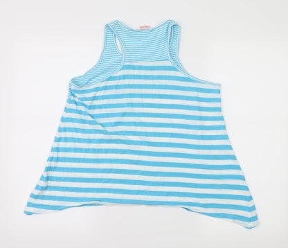 Miss Evie Girls Blue Striped Jersey Basic Tank Size 10-11 Years