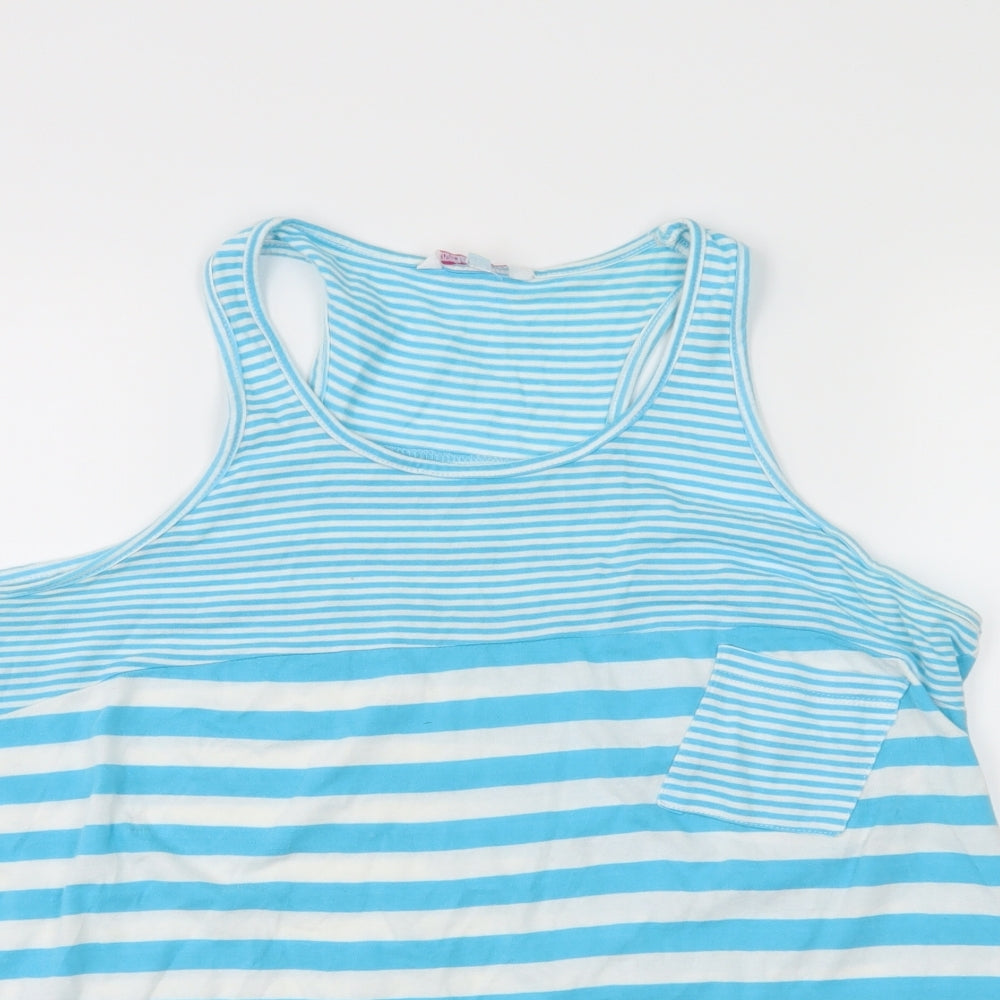 Miss Evie Girls Blue Striped Jersey Basic Tank Size 10-11 Years