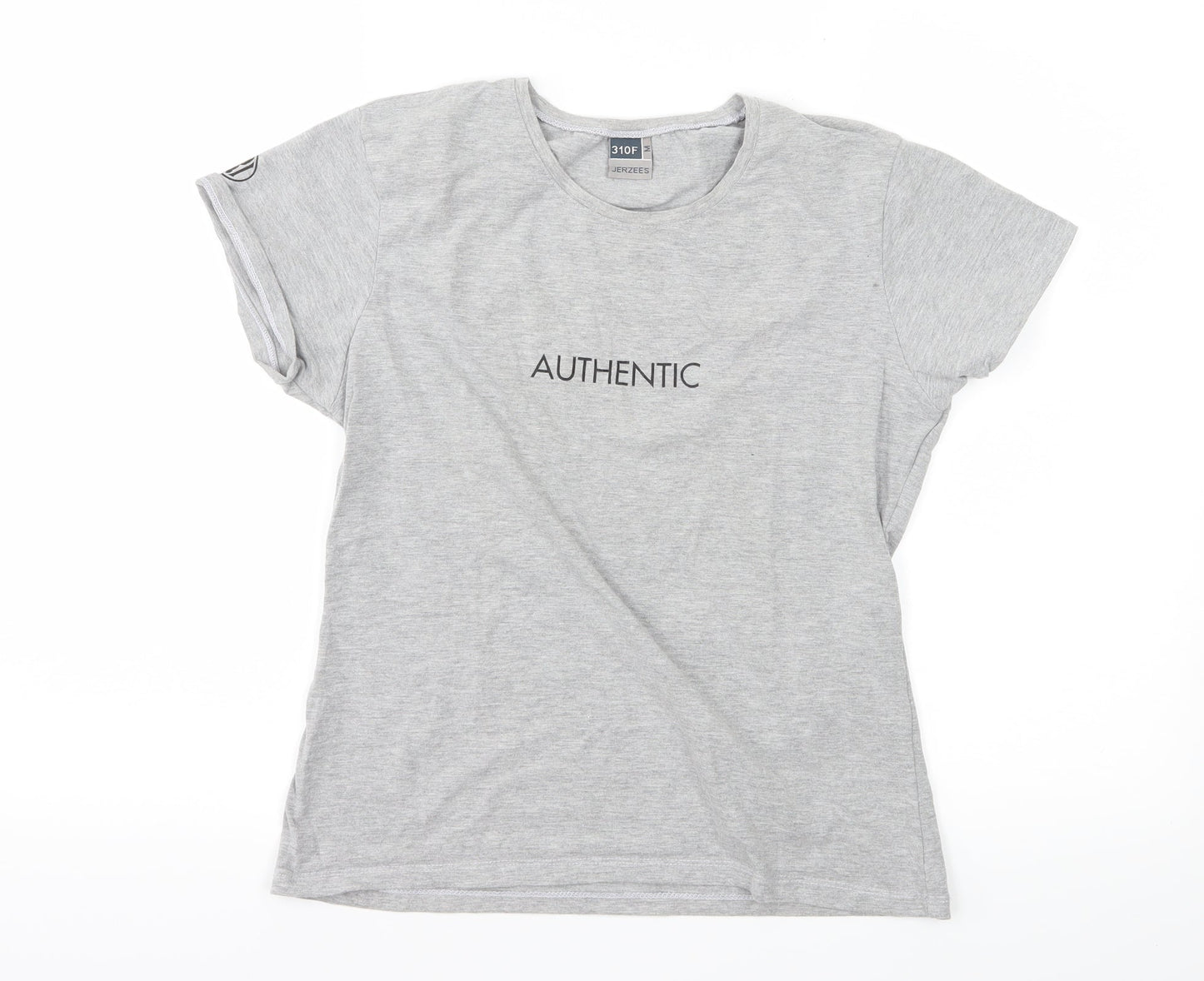 Womens UK Size M JERZEES Grey Basic T-Shirt