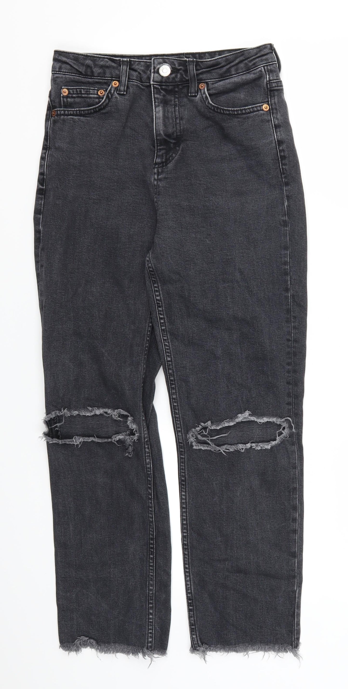 Topshop Womens Grey  Denim Straight Jeans Size 26 in L24 in