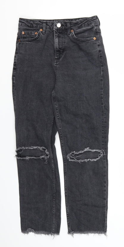 Topshop Womens Grey  Denim Straight Jeans Size 26 in L24 in