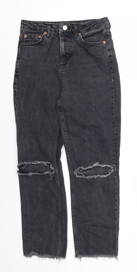 Topshop Womens Grey  Denim Straight Jeans Size 26 in L24 in