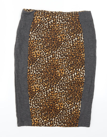 Marks and Spencer Womens Brown Animal Print  Straight & Pencil Skirt Size 12