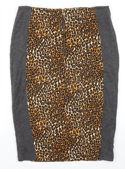 Marks and Spencer Womens Brown Animal Print  Straight & Pencil Skirt Size 12