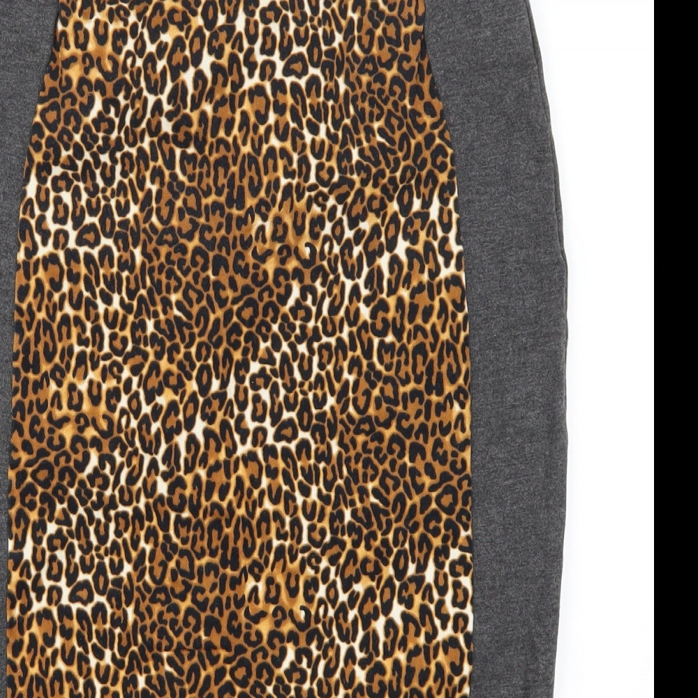 Marks and Spencer Womens Brown Animal Print  Straight & Pencil Skirt Size 12