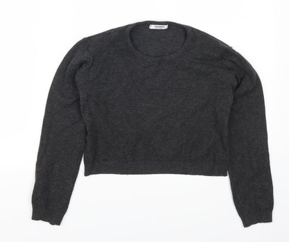 Pull & Bear Womens Grey   Pullover Jumper Size L  - Cropped
