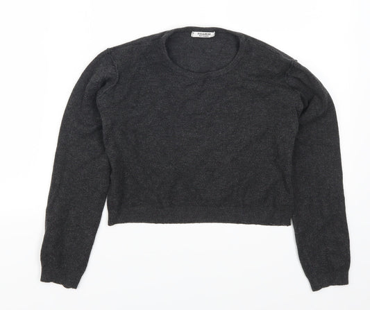 Pull & Bear Womens Grey   Pullover Jumper Size L  - Cropped