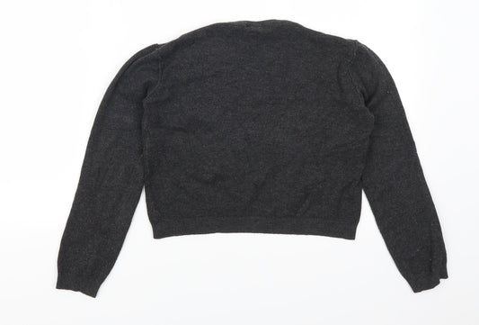 Pull & Bear Womens Grey   Pullover Jumper Size L  - Cropped