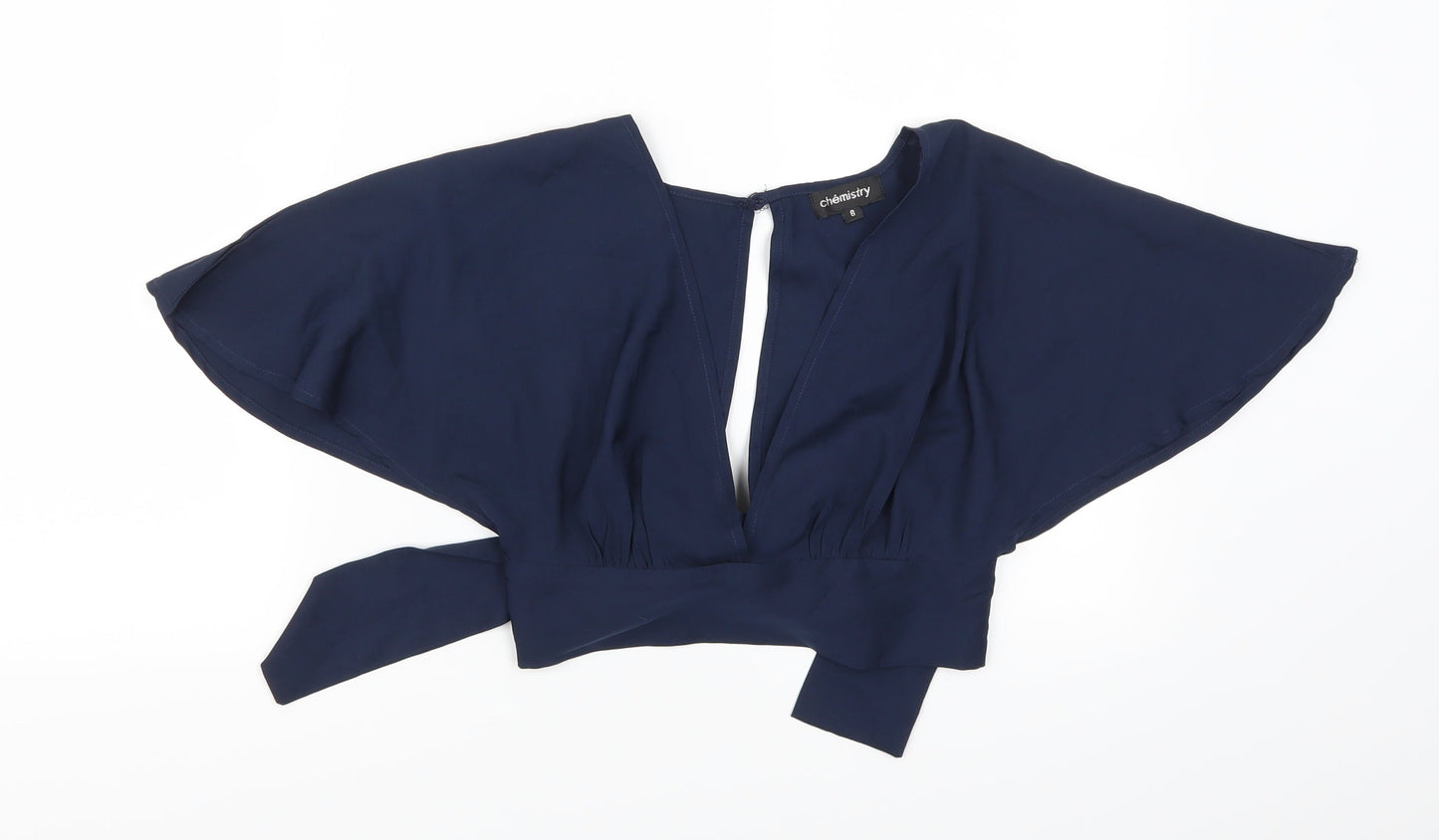 Womens UK Size 8 Chemistry Blue Cropped Blouse