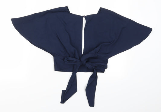 Womens UK Size 8 Chemistry Blue Cropped Blouse