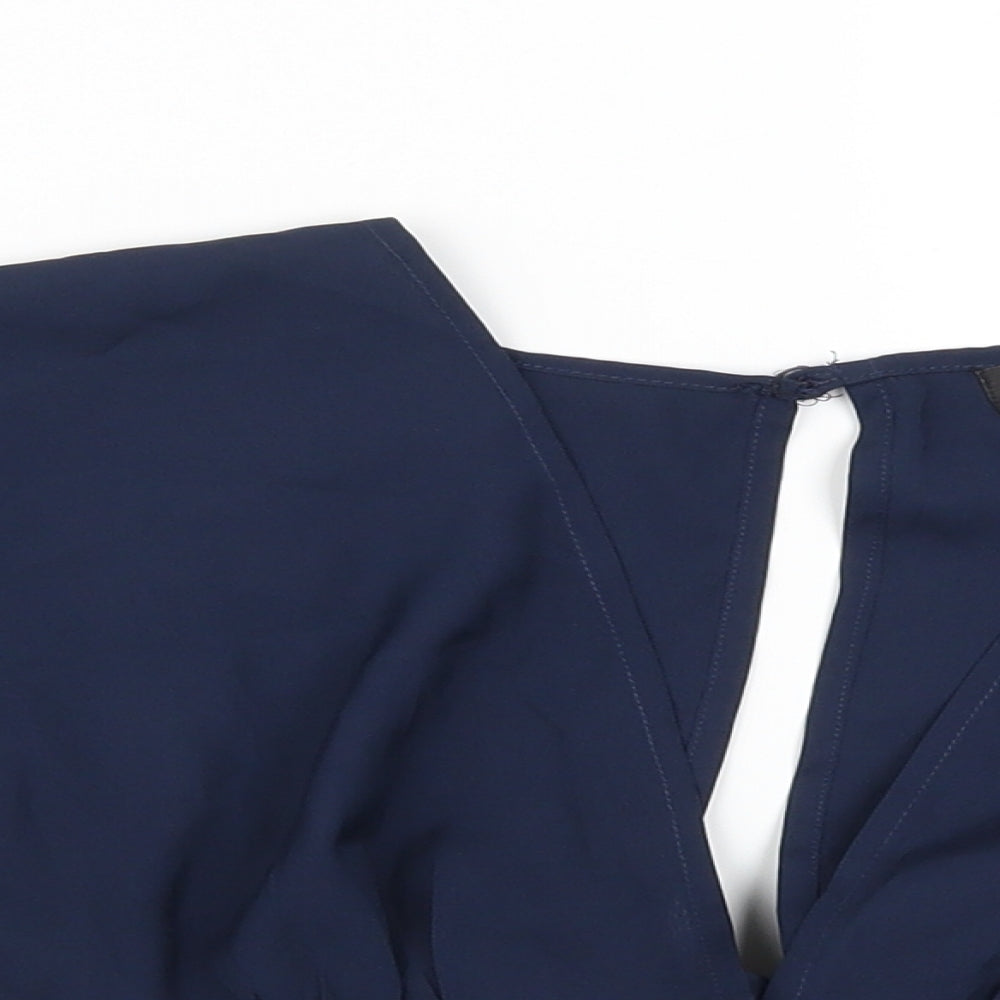 Womens UK Size 8 Chemistry Blue Cropped Blouse