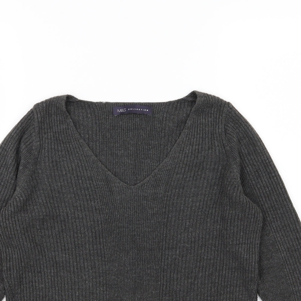 Marks & Spencer Womens Grey  Knit Pullover Jumper Size 8
