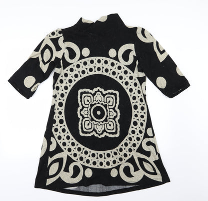 Stella Womens Black Geometric Knit Jumper Dress