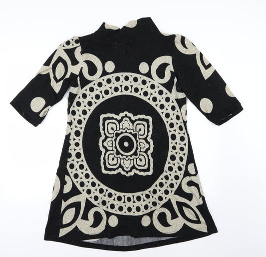 Stella Womens Black Geometric Knit Jumper Dress