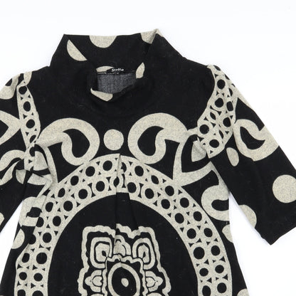 Stella Womens Black Geometric Knit Jumper Dress