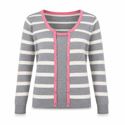 Julipa Womens Grey Striped Knit Pullover Jumper Size 12