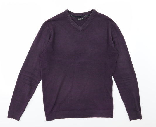 M&Co Mens Purple  Knit Pullover Jumper Size S
