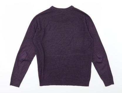 M&Co Mens Purple  Knit Pullover Jumper Size S