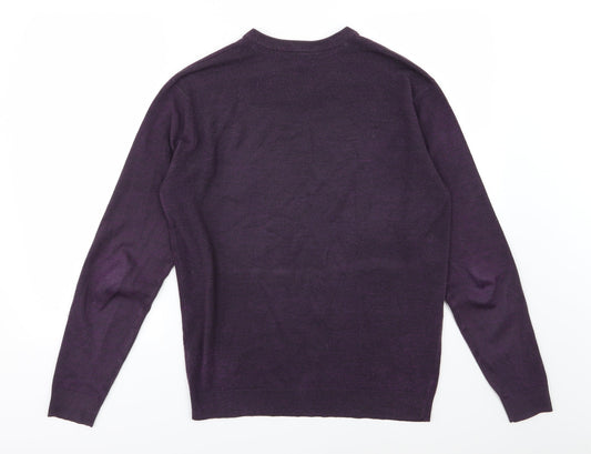 M&Co Mens Purple  Knit Pullover Jumper Size S