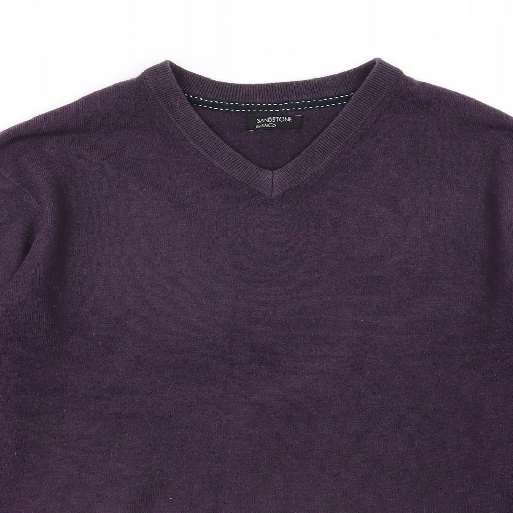 M&Co Mens Purple  Knit Pullover Jumper Size S