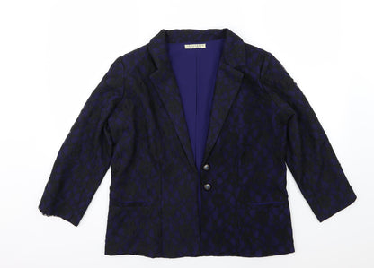 Innocence Womens Blue Floral  Jacket Blazer Size 12