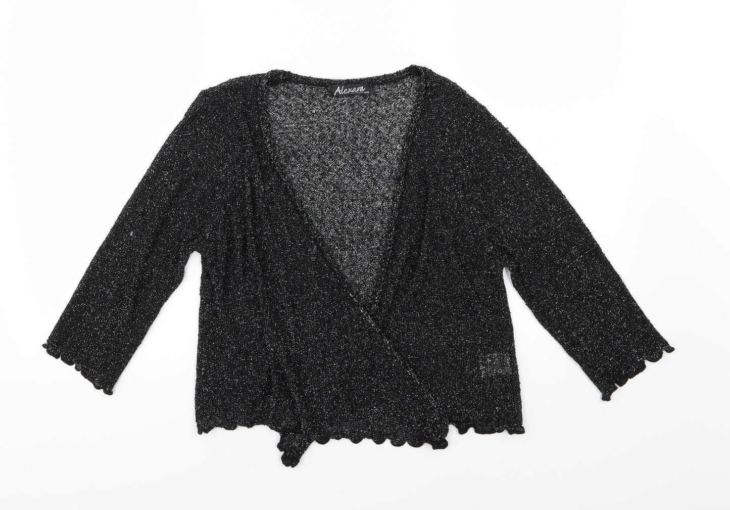 Alexara Womens Black  Knit Cardigan Jumper Size S