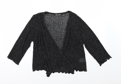 Alexara Womens Black  Knit Cardigan Jumper Size S
