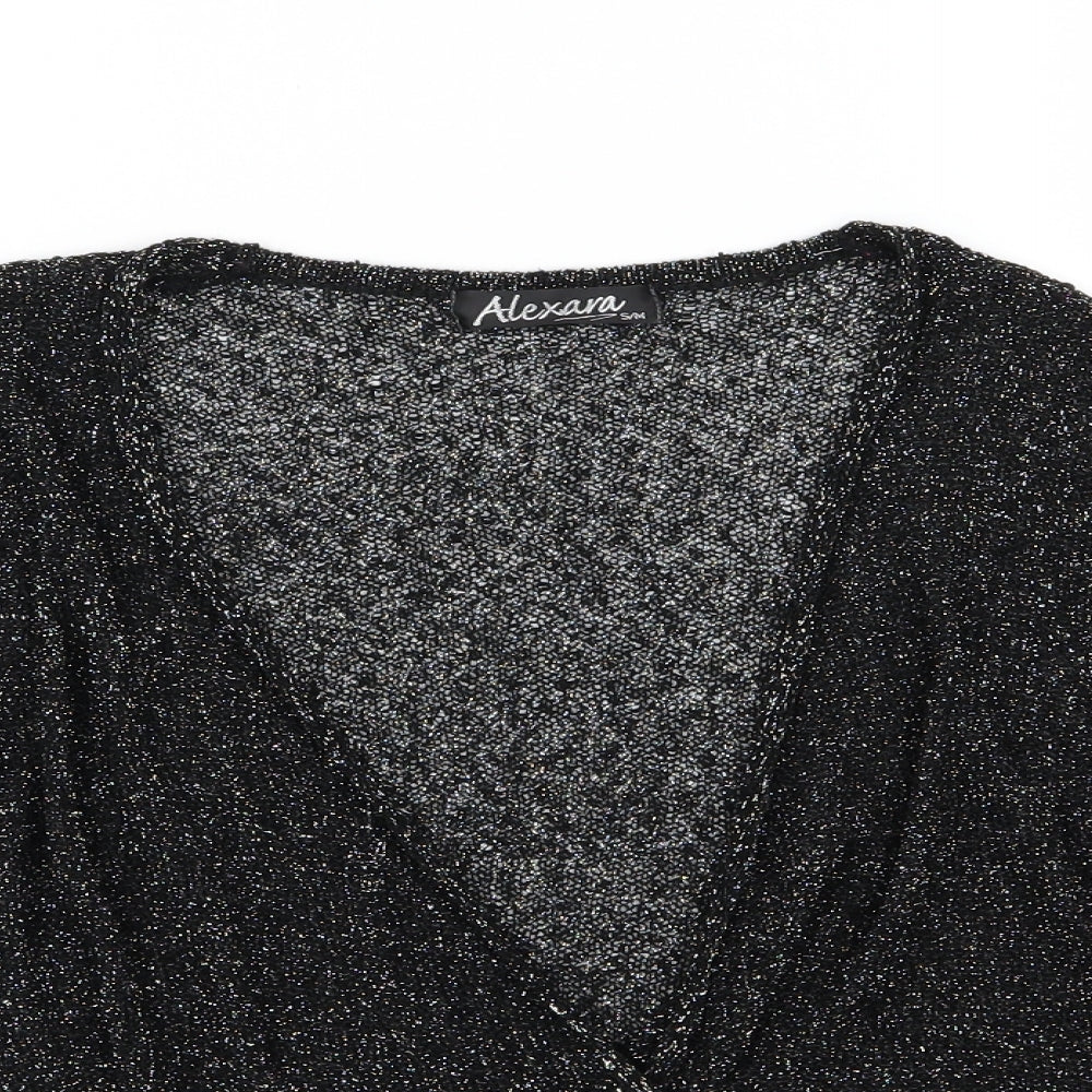 Alexara Womens Black  Knit Cardigan Jumper Size S