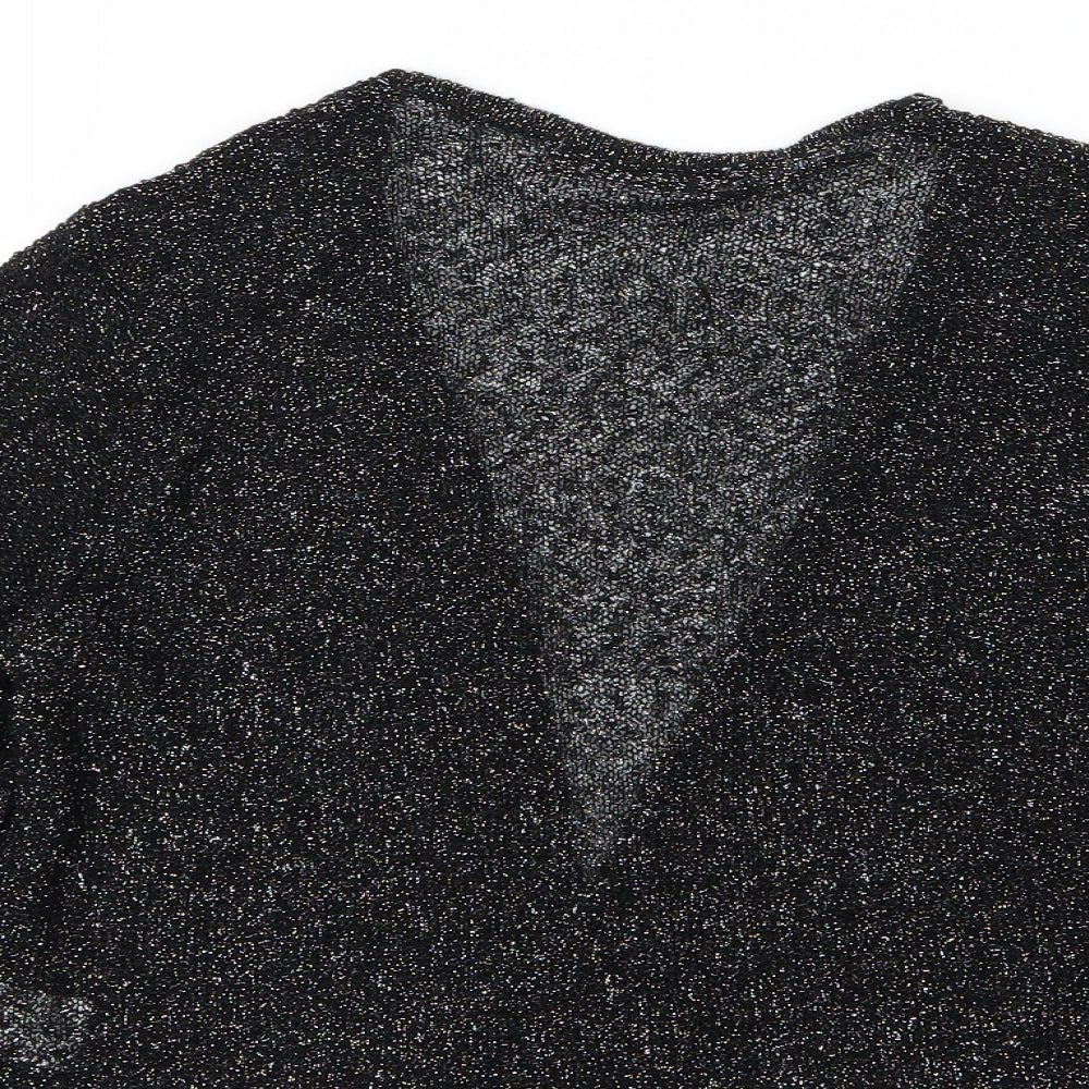 Alexara Womens Black  Knit Cardigan Jumper Size S