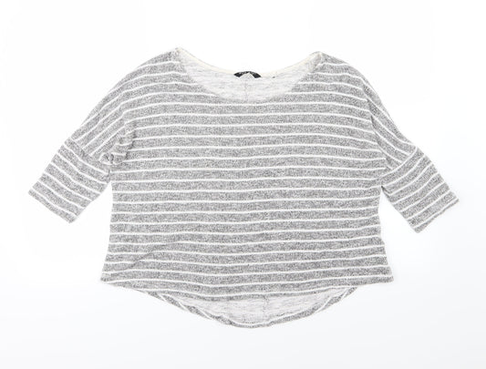 Select Womens Grey Striped Knit Pullover Jumper Size 12