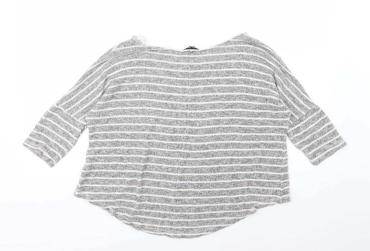 Select Womens Grey Striped Knit Pullover Jumper Size 12